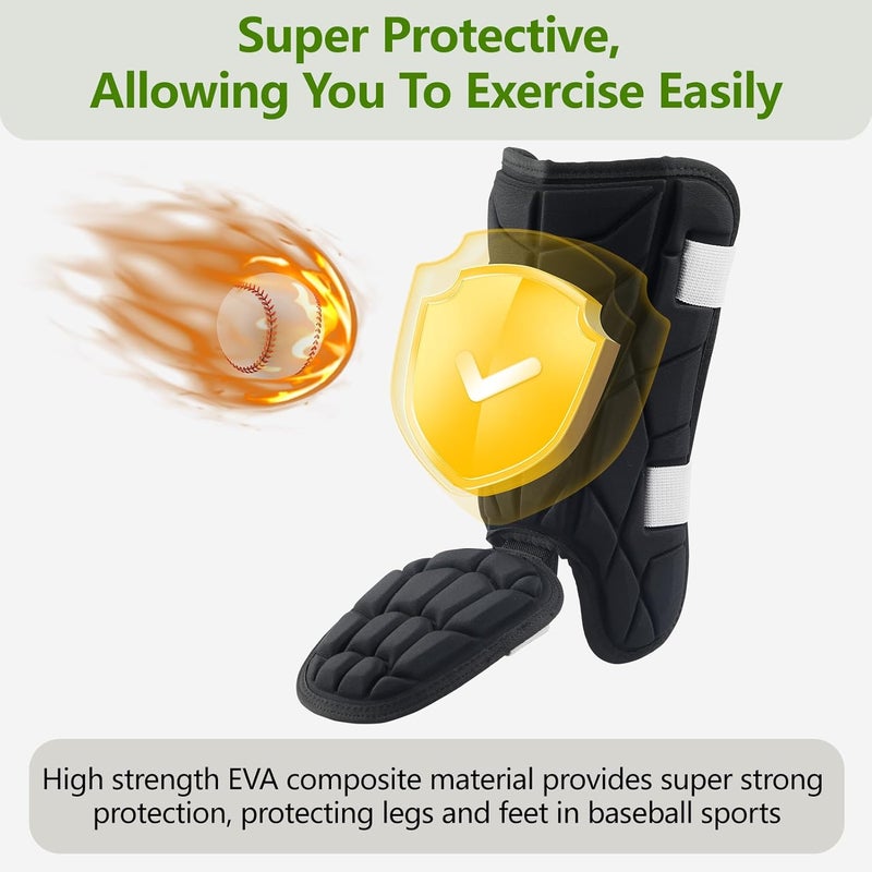 NVAAV Baseball Leg Guard, Softball Batter's Shin and Foot Shield with Adjustable Straps, Breathable and Impact Resistant, Suitable for Both Left and Right Feet, Youth and Adult Size - Image 4